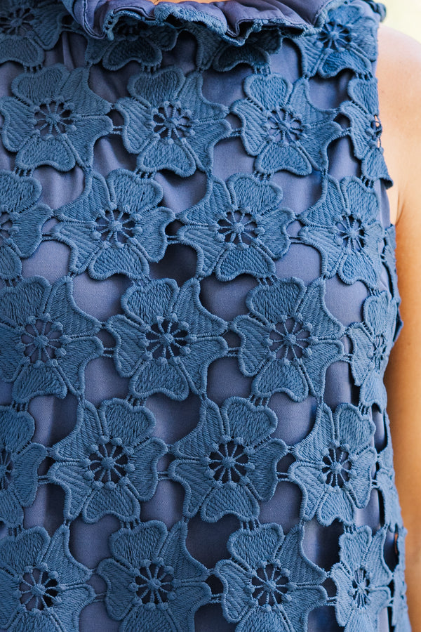 Daily Reminder Navy Blue Crochet Dress