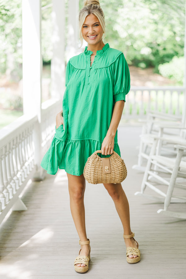 Help You Out Green Ruffled Dress