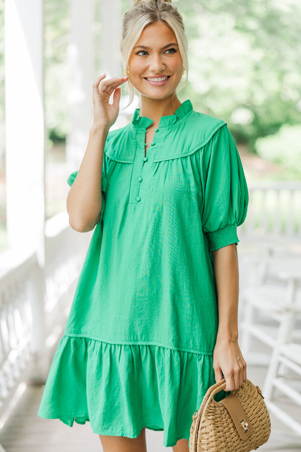 Help You Out Green Ruffled Dress