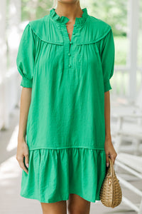 Help You Out Green Ruffled Dress
