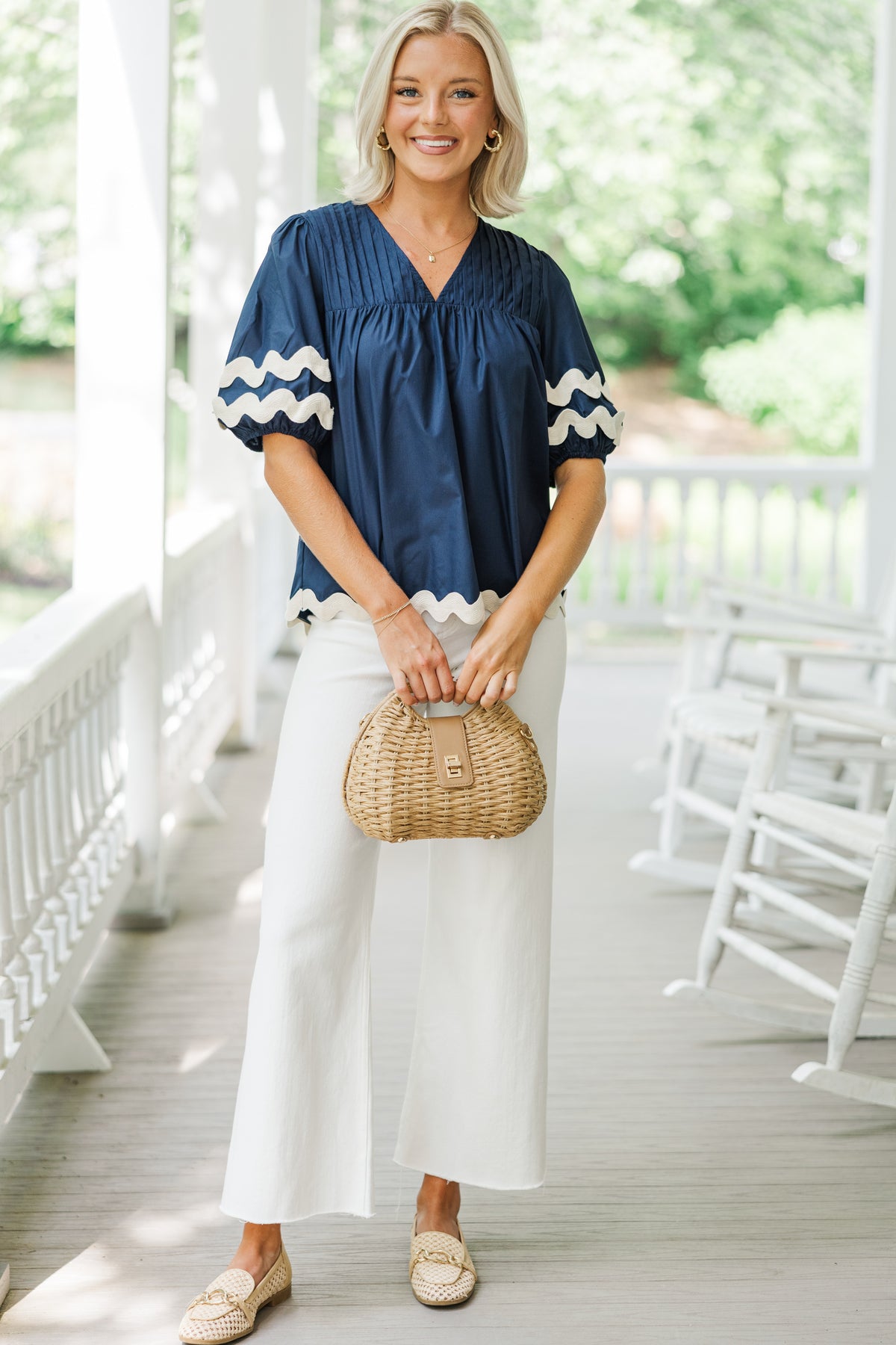 The Wait Is Over Navy Blue Blouse – Shop the Mint