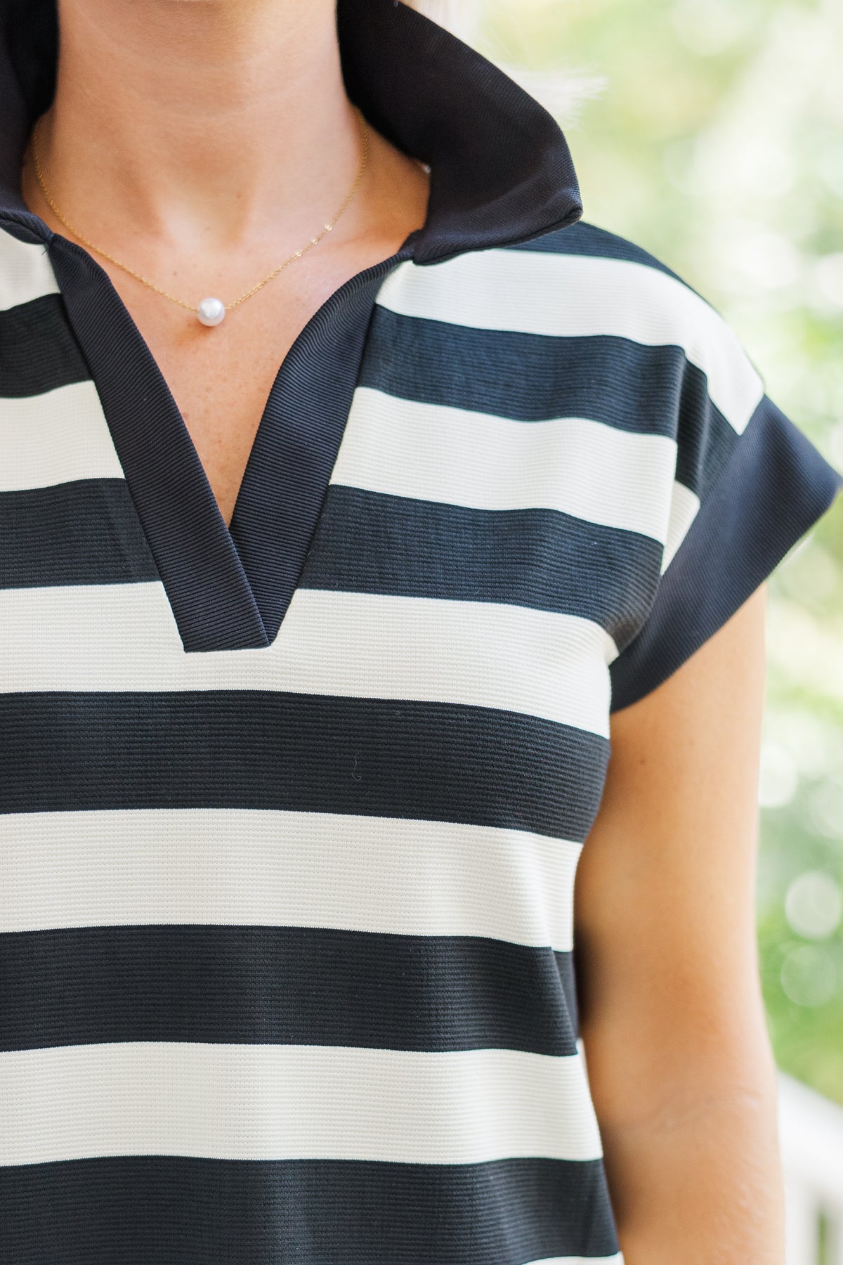 Black Striped Knit Top Tiered Midi Dress main image 0