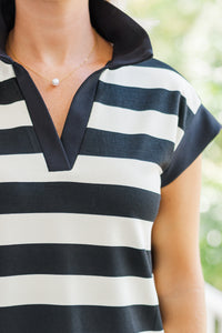 In The Wind Black Striped Knit Top
