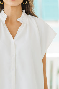 Know It Well White Ruffled Top