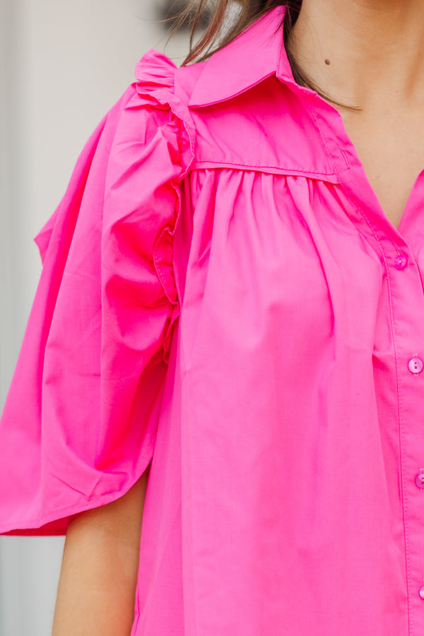Know You Better Fuchsia Pink Puff Sleeve Blouse – Shop the Mint