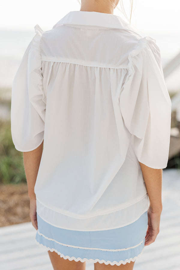 Know You Better White Puff Sleeve Blouse