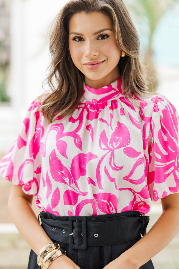 Keep Your Cool Pink Floral Blouse