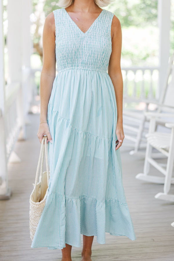 mint green striped dress Striped Midi Dress