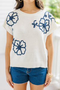 Play Your Games Ivory White Floral Blouse