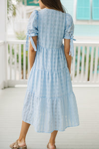 Pinch: Take The Compliment Light Blue Gingham Midi Dress