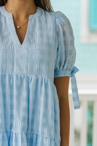 Pinch: Take The Compliment Light Blue Gingham Midi Dress