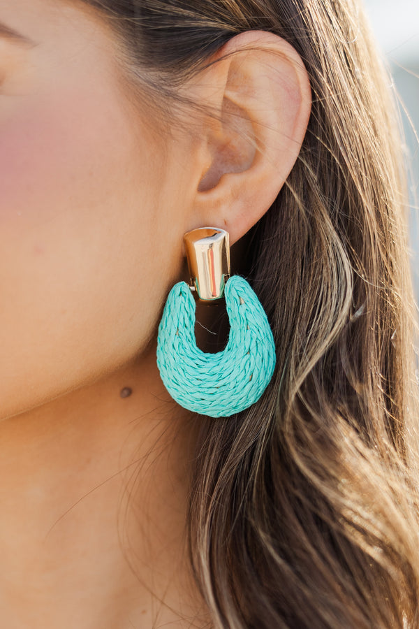 Crazy About You Teal Blue Earrings
