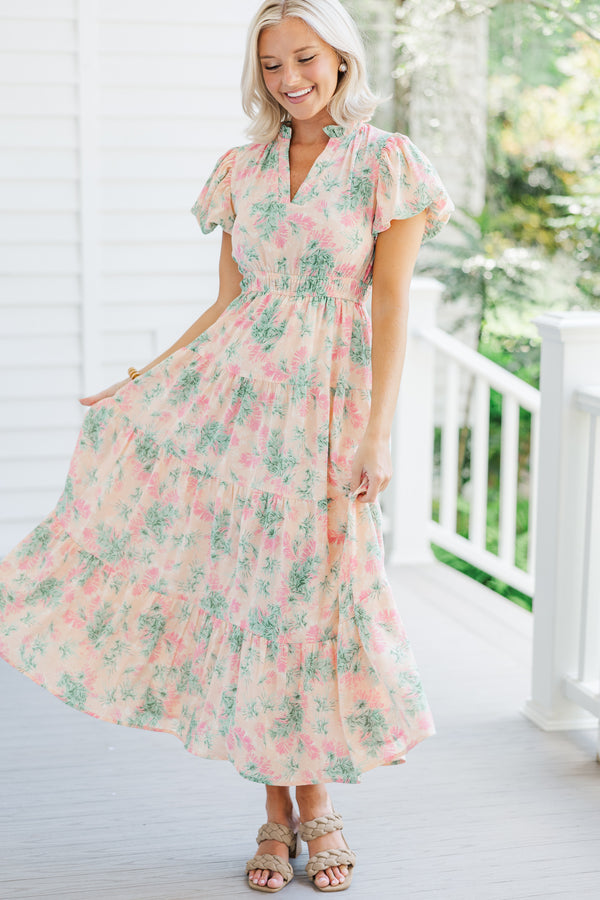 Heard It All Peach Pink Floral Maxi Dress Shop the Mint Heard It All Peach Pink Floral Maxi Dress Shop the Mint