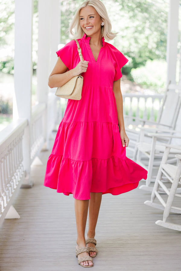 Fully Invested Fuchsia Pink Midi Dress Shop the Mint Fully Invested Fuchsia Pink Midi Dress Shop the Mint