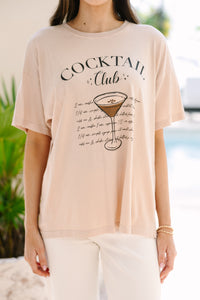 Cocktail Club Beige Graphic Tee