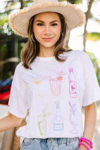 Wave And Sip White Graphic Tee