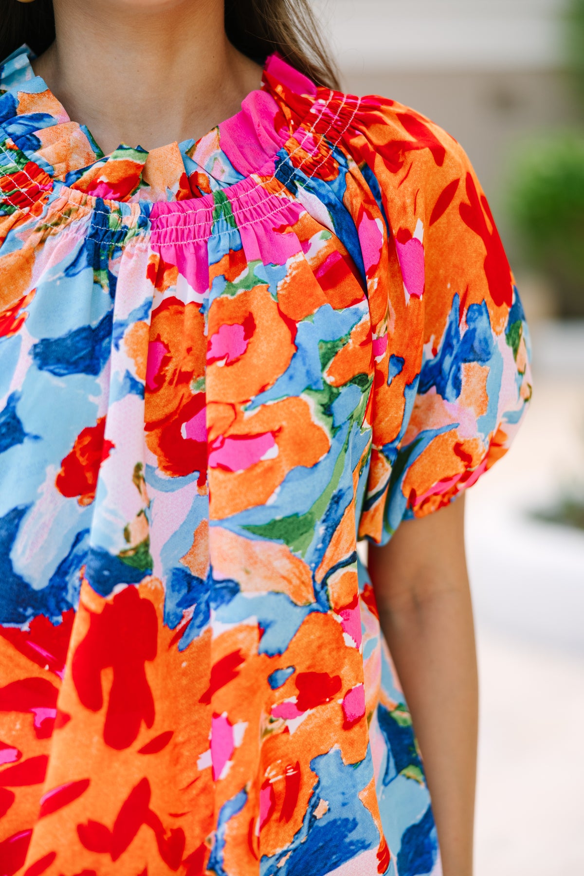 Feeling Fun Coral Floral Bubble Sleeve Blouse – Shop the Mint