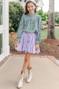 Girls: All About You Green Ditsy Floral Blouse