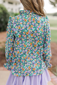 Girls: All About You Green Ditsy Floral Blouse