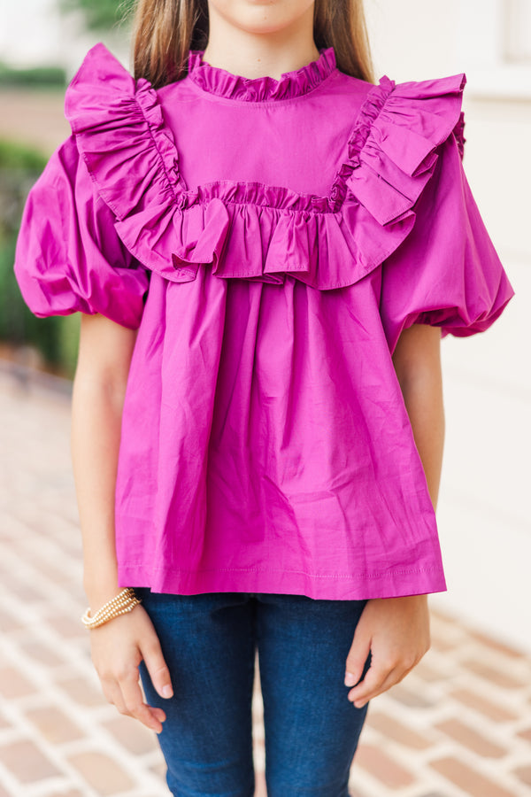 Girls: Make Your Choices Magenta Pink Ruffled Blouse