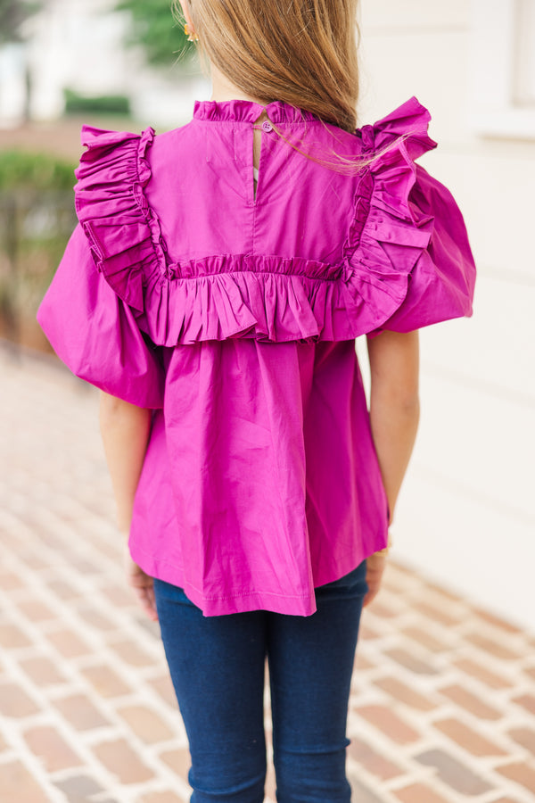 Girls: Make Your Choices Magenta Pink Ruffled Blouse