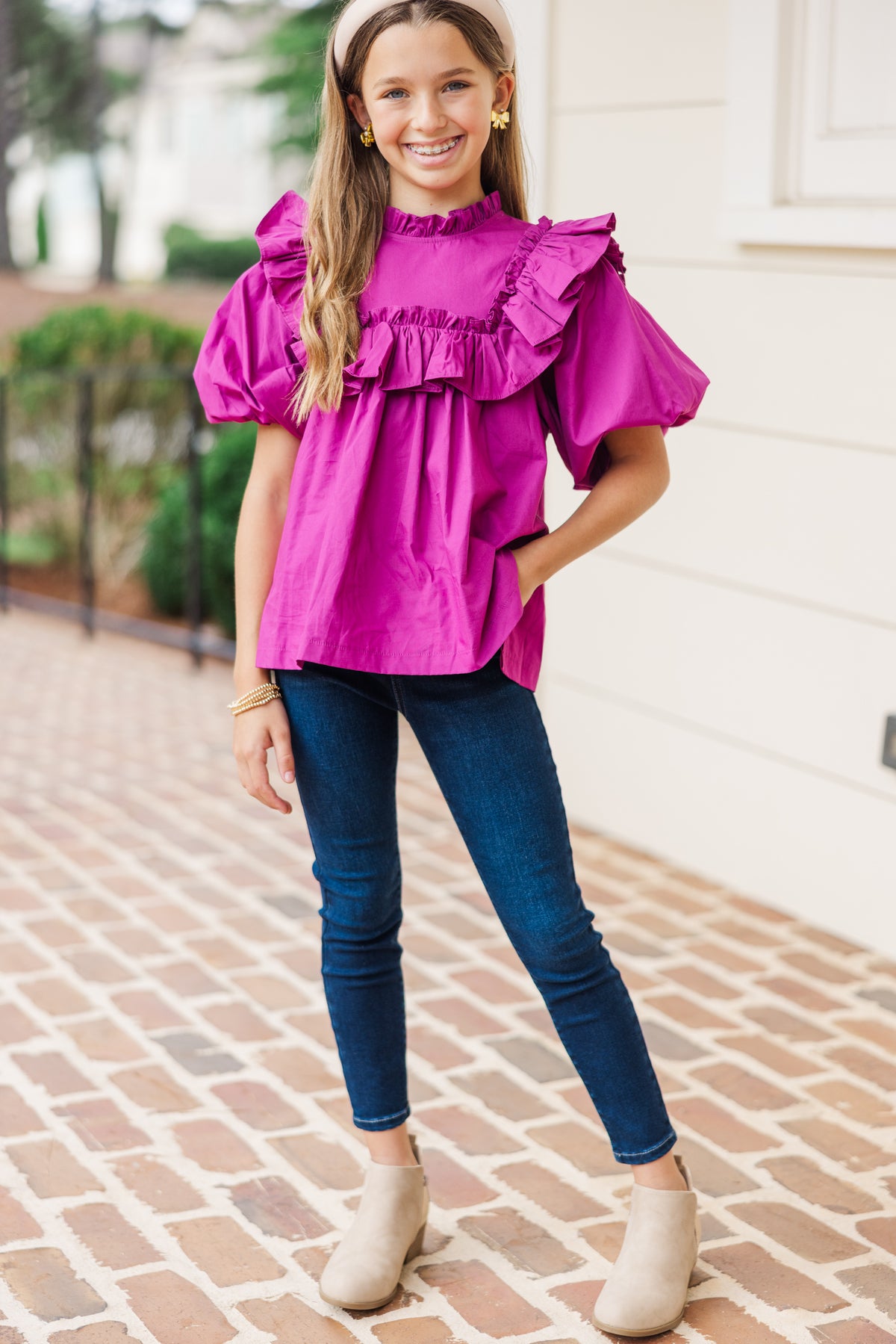 Magenta Ruffle Blouse Girls: Make Your Choices Magenta Pink Ruffled Blouse – Shop the Mint