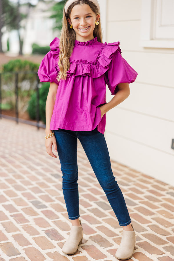 Girls: Make Your Choices Magenta Pink Ruffled Blouse