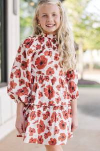 Girls: Be Your Best Rust Floral Babydoll Dress