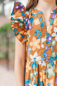 Girls: Created Beauty Apricot Orange Floral Midi Dress