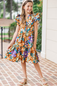 Girls: Created Beauty Apricot Orange Floral Midi Dress