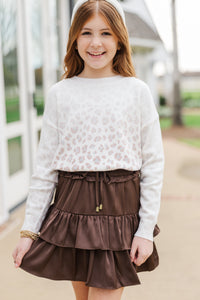 Girls: The Sabrina Cream White Ombre Leopard Sweater