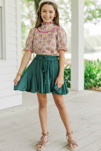 Girls: Look Your Way Emerald Green Ruffled Skort