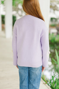 Girls: Keep You Close Lavender Purple Floral Sweater