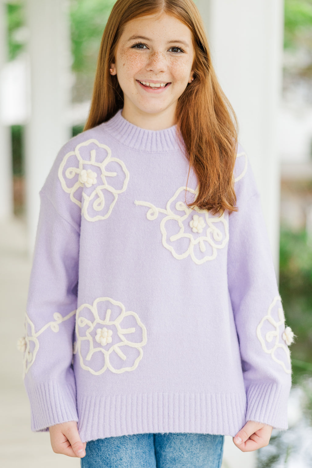 Girls: Keep You Close Lavender Purple Floral Sweater – Shop the Mint