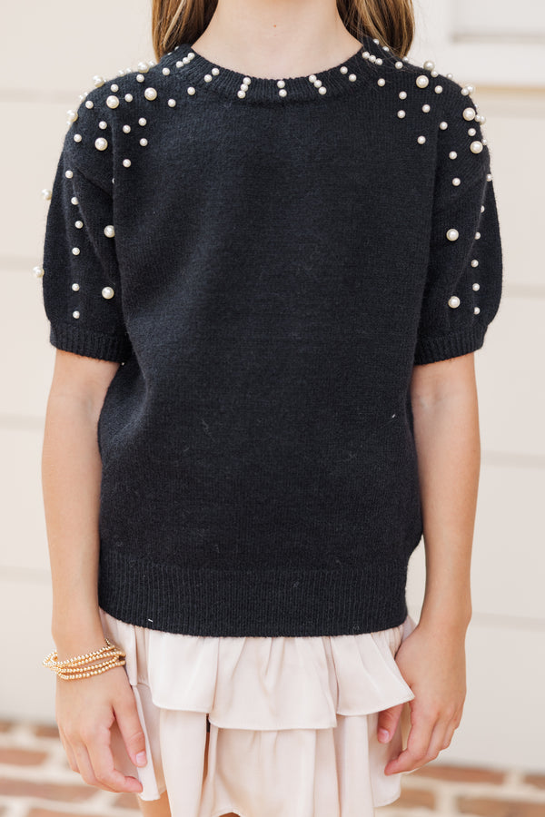 Girls: Tell Your Story Black Embellished Sweater