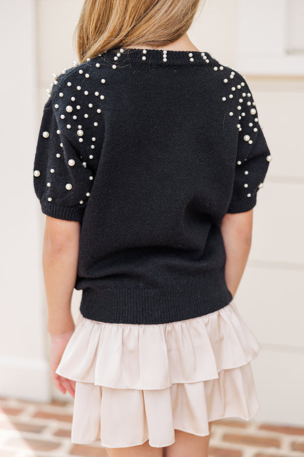 Girls: Tell Your Story Black Embellished Sweater