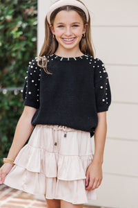 Girls: Tell Your Story Black Embellished Sweater