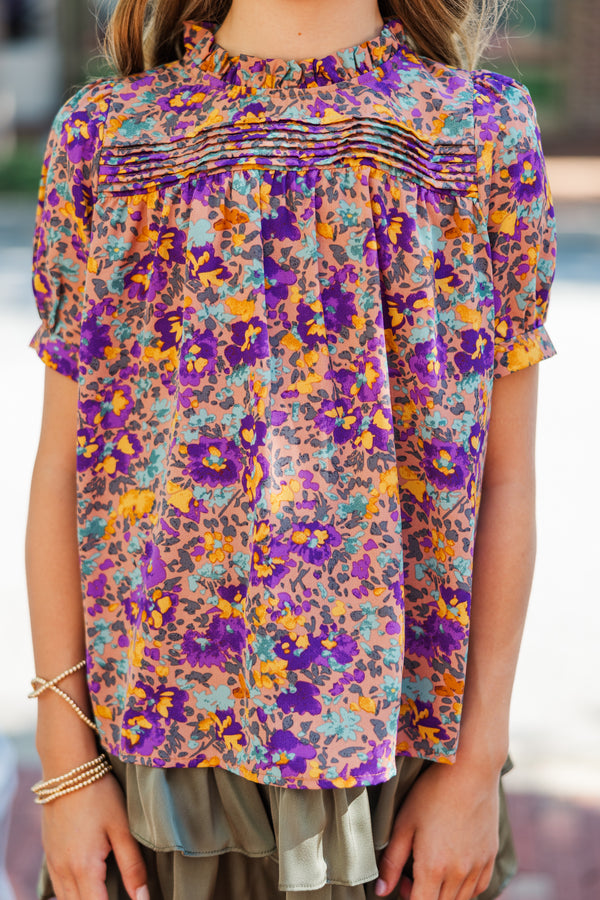 Girls: Make A Choice Purple Ditsy Floral Blouse