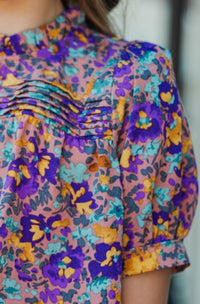 Girls: Make A Choice Purple Ditsy Floral Blouse