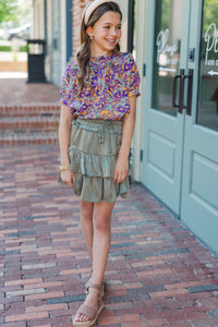 Girls: Make A Choice Purple Ditsy Floral Blouse