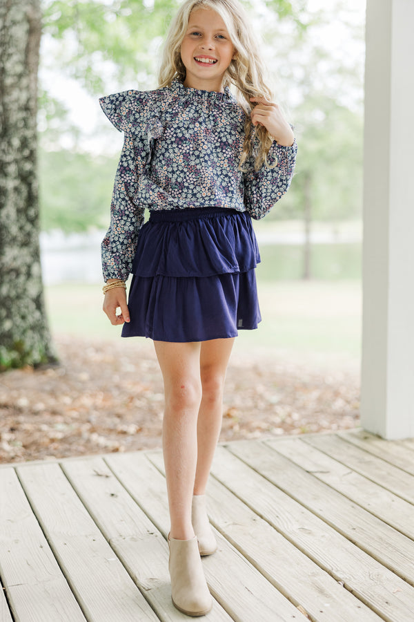 Girls: Based On Truth Indigo Tiered Skort