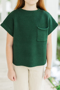 Girls: Open Your Mind Emerald Green Short Sleeve Sweater