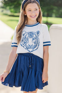 Girls: Stay In Character Navy Tiger Sweater