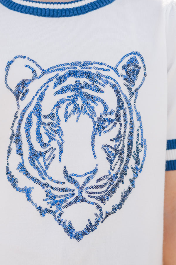 Girls: Stay In Character Navy Tiger Sweater