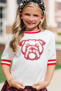 Girls: Stay In Character White/Red Bulldog Sweater