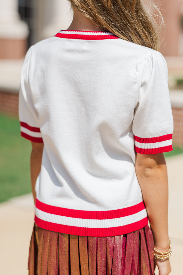 Girls: Stay In Character White/Red Elephant Sweater