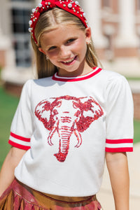 Girls: Stay In Character White/Red Elephant Sweater