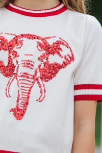 Girls: Stay In Character White/Red Elephant Sweater