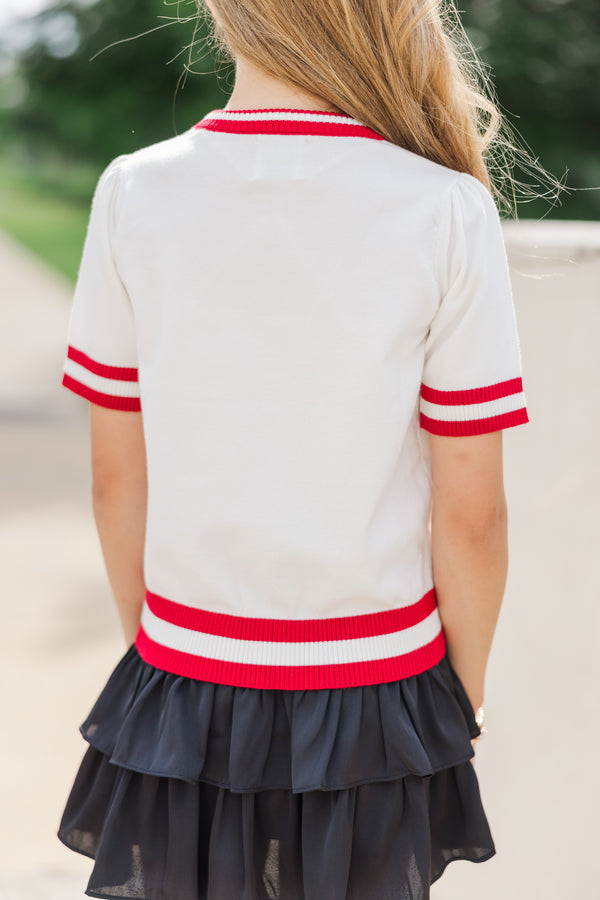 Girls: Stay In Character White/Red Elephant Sweater