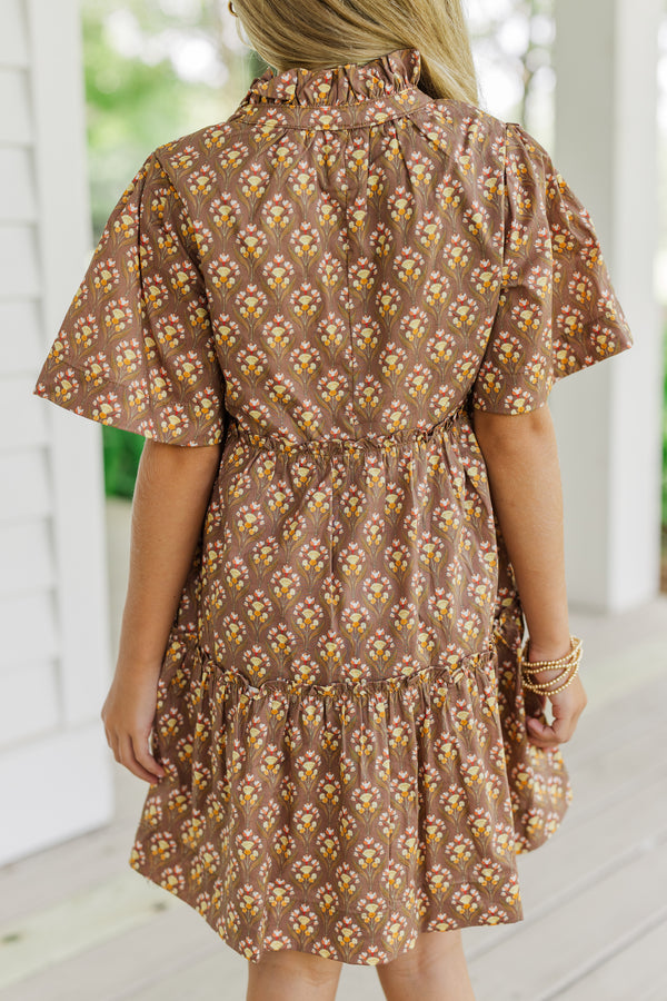 Girls: Feeling Your Best Brown Medallion Dress